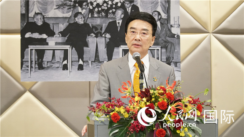 在日中国企业协会会长王家驯致祝酒词。人民网 蒋晓辰摄
