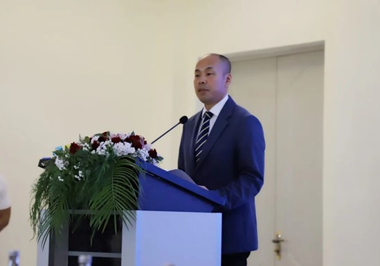 图为吉树民大使致辞。中国驻塔吉克斯坦使馆供图