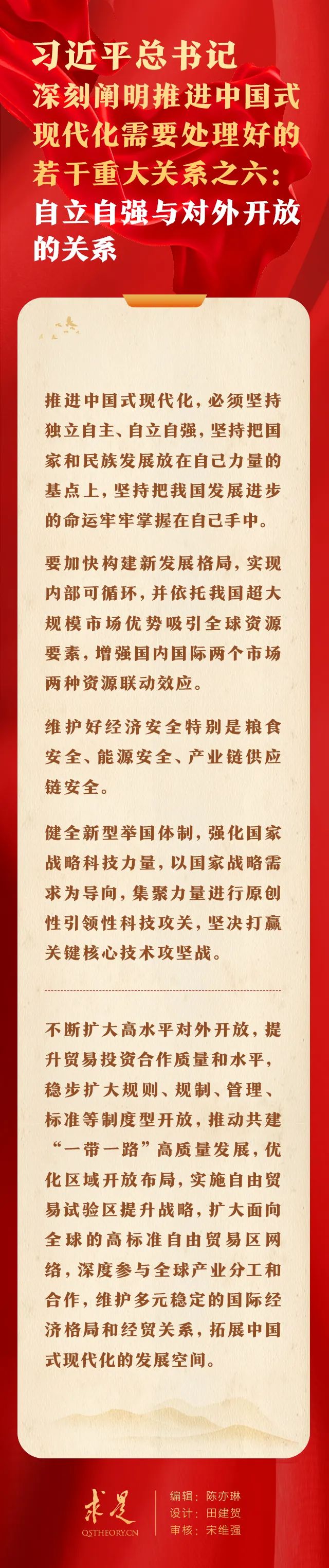 习近平总书记深刻阐明推进中国式现代化需要处理好的若干重大关系之六：自立自强与对外开放的关系