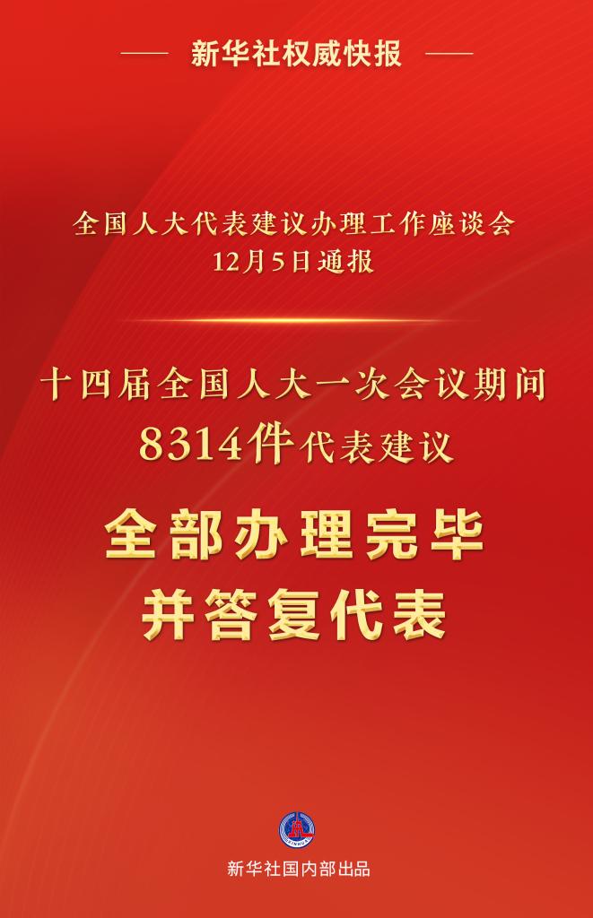 十四届全国人大一次会议8314件代表建议全部办理完毕